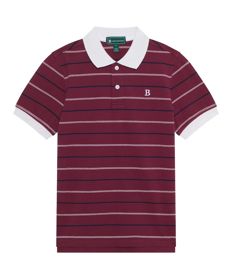 B By Brooks Brothers Big Boys Striped Short Sleeve Polo Shirt