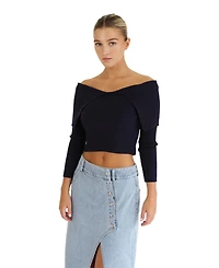 Belle & Bloom More Than Words Collared Knit Top