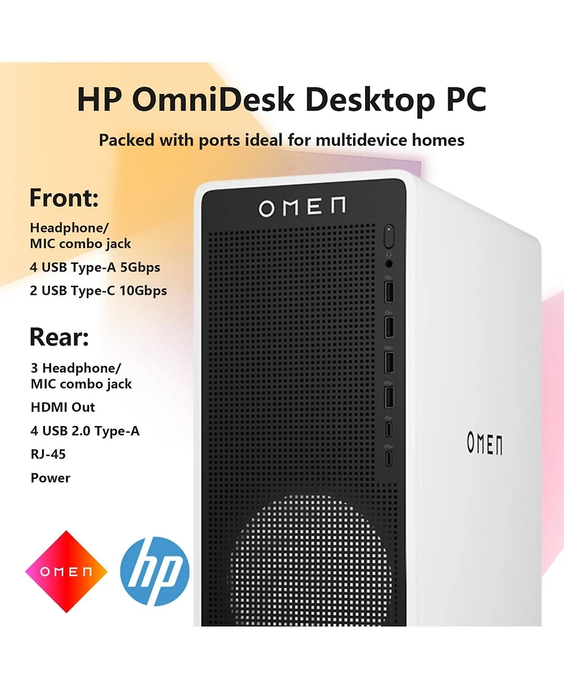 Hp Omen 16L Gaming Tower Desktop Intel Core Ultra 7 265F 8GB Ram Nvidia GeForce Rtx 5060 512GB Ssd Storage Windows 11 Home - Black