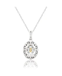 Suzy Levian Sterling Silver Oval Cut Topaz And Sapphire Double Halo Pendant