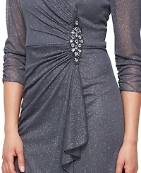 Alex Evenings Petite Portrait Collar Embellished Mesh Dress