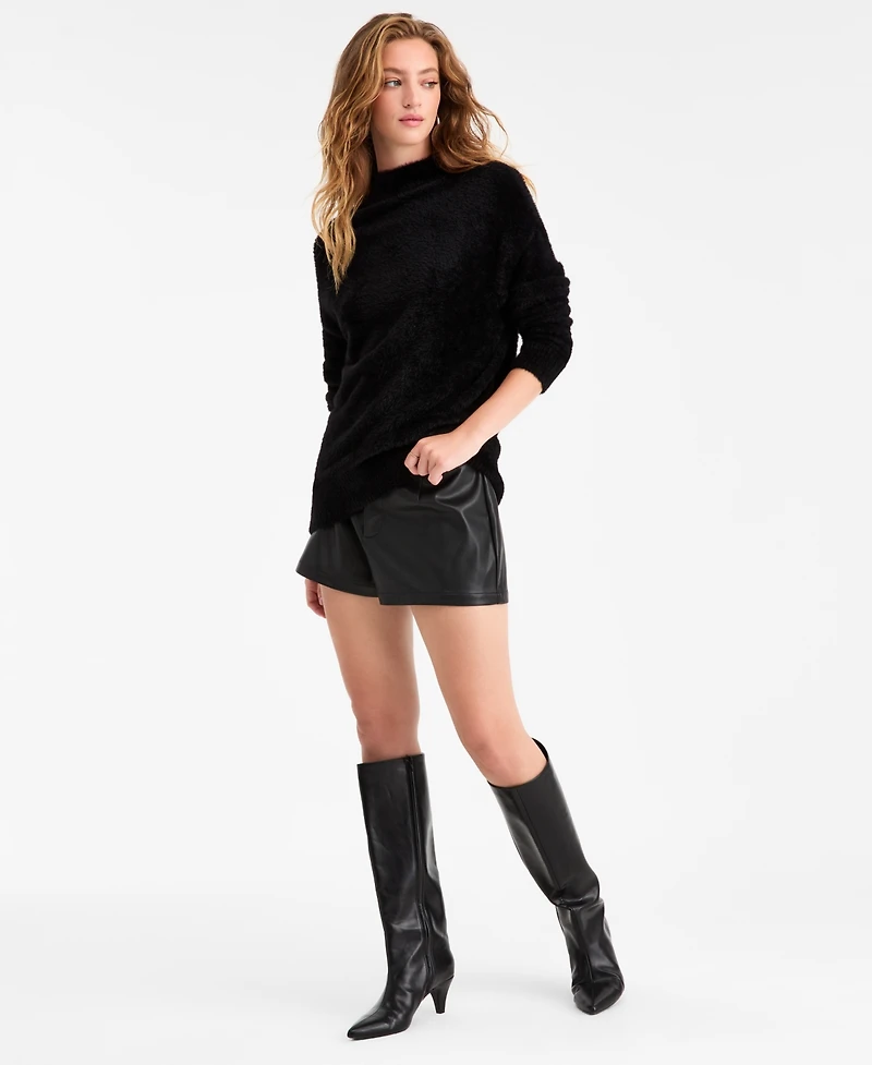 Bar Iii Women's Mock-Neck Fuzzy Sweater, Macy's Exclusive