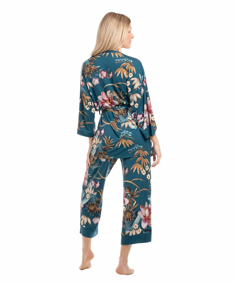 Linea Donatella Women's Knit Mihoko 3Pcs Travel and Sleep Pajama Set