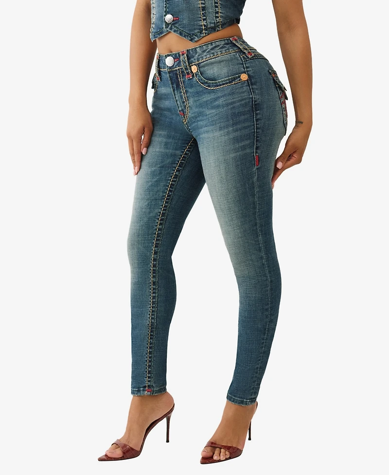 True Religion Women's Jennie Skinny Super T Flap Jeans