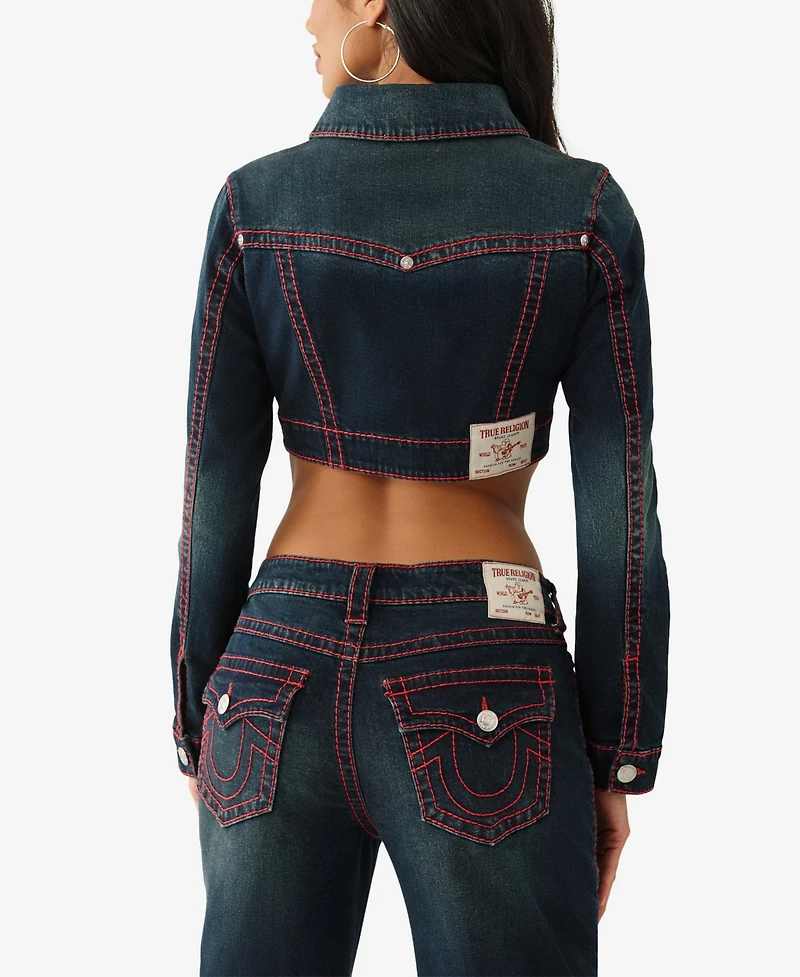 True Religion Women's Crop Big T Mini Jacket