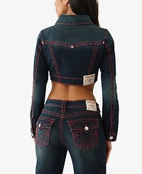 True Religion Women's Crop Big T Mini Jacket