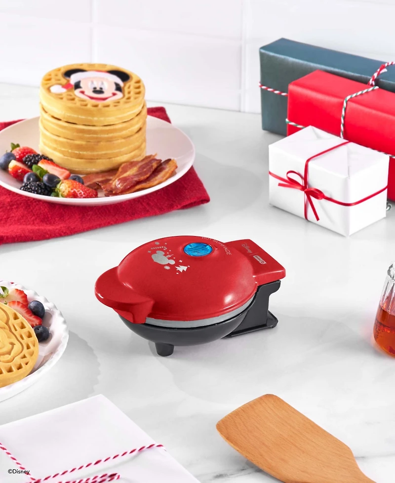Dash Disney Holiday Mickey Mini Waffle Maker with Mickey Santa plate