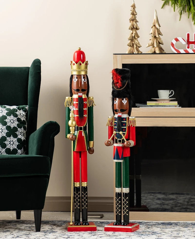 Glitzhome 42" Wooden Christmas African King Nutcracker