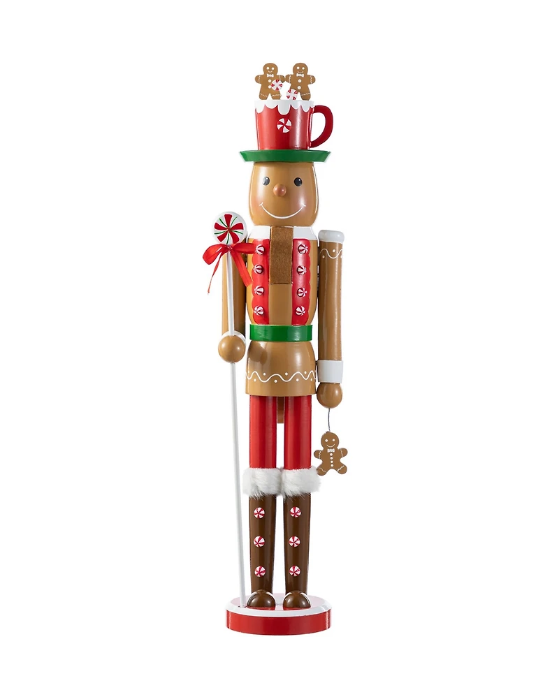 Glitzhome 24" Wooden Christmas Gingerbread Man Nutcracker