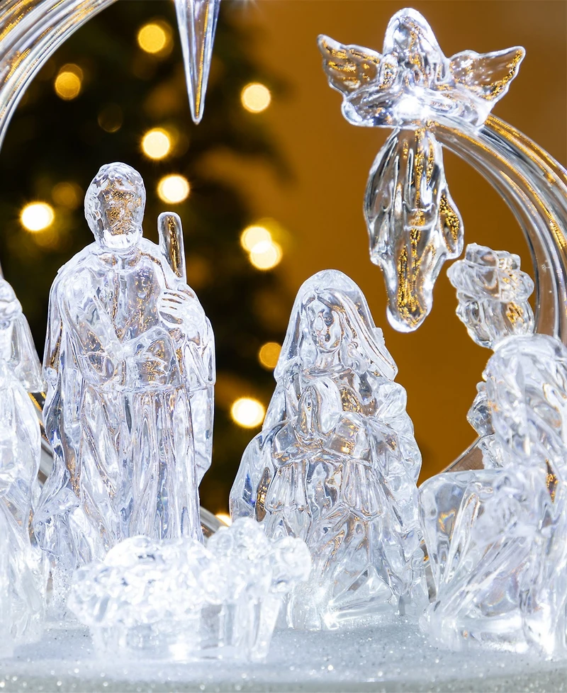 Glitzhome 9'' Christmas Lighted Tabletop Nativity Scene Figurine