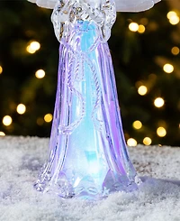 Glitzhome Christmas Lighted Color Changing Tabletop Angel Figurines, Set of 2
