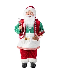 Glitzhome 18" Faux Fur Christmas Chef Santa Figurine