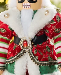 Glitzhome 20" Faux Fur Christmas Nutcracker Figurine