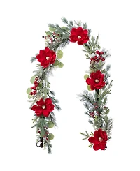Glitzhome 6" Christmas Mangnolia Berry Garland