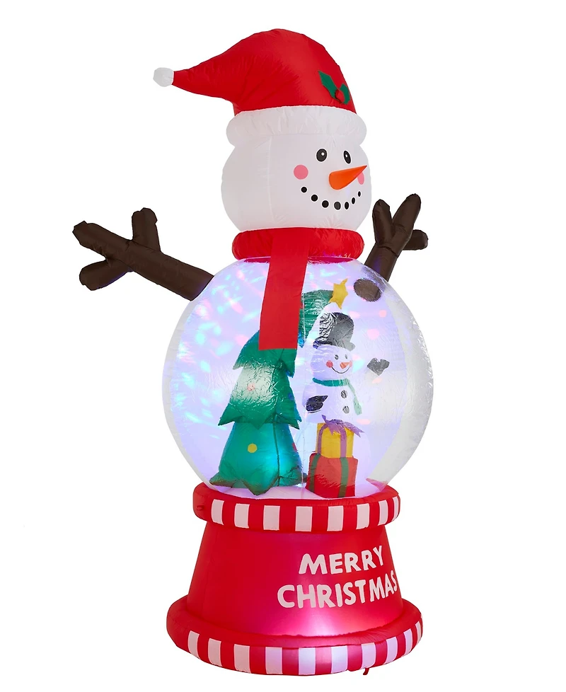 Glitzhome 8" Lighted Inflatable Snowman Globe Scene Decor