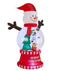 Glitzhome 8" Lighted Inflatable Snowman Globe Scene Decor