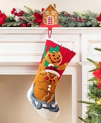 Glitzhome 21" Hooked Gingerbread Man Christmas Stocking