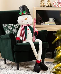 Glitzhome 60" Christmas Oversized Fabric Snowman with Dangle Legs