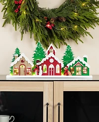 Glitzhome 20" Lighted Wooden Christmas Villages