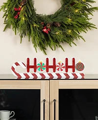 Glitzhome 19" Christmas Wooden Epoxy Hohoho Candy Cane Table Decor