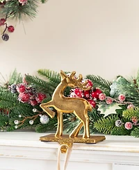 Glitzhome Christmas Resin Tree and Reindeer Stocking Holders, Set of 3