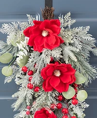 Glitzhome Christmas Mangnolia Berry Teardrops, Set of 2