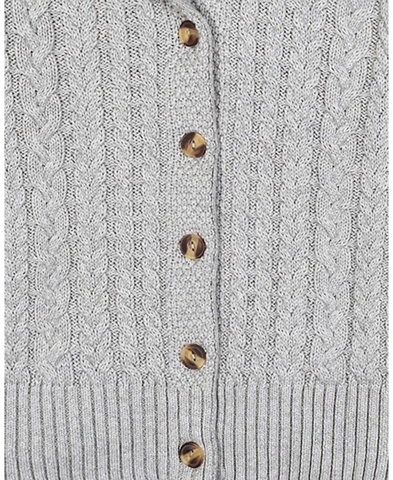 Hope & Henry Women's Organic Mock Neck Cable Cardigan Sweater