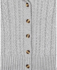 Hope & Henry Women's Organic Mock Neck Cable Cardigan Sweater