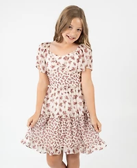 Rare Editions Big Girl 2-Piece Floral Chiffon Dress with Corduroy Jacket Set