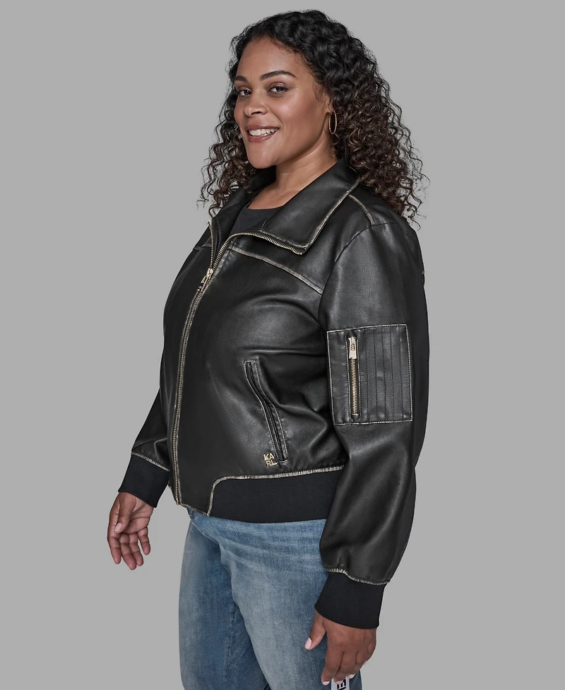 Karl Lagerfeld Paris Plus Zip Up Jacket