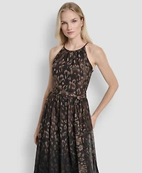 Dkny Women's Sleeveless Crewneck Midi Dress