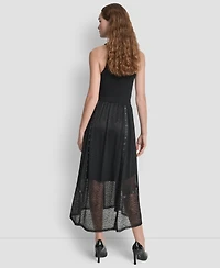 Dkny Women's Leopard Mesh Asymmetric Midi Skirt