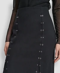Dkny Women's Grommet Detail Midi Skirt