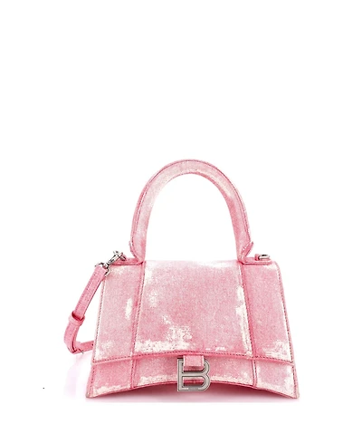 Pre-Owned Balenciaga Small Hourglass Top Handle Bag Denim Printed Leather