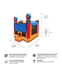 JumpOrange Target Commercial Grade Bounce House for Kids and Adults 13x13 (with Blower), Basketball Hoop, Outdoor Indoor, Big Inflatable, Birthday Par