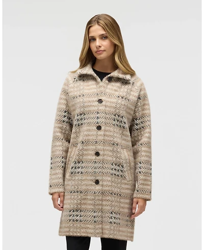 Nvlt Women's Knee Length Patterned Eyelash Coatigan