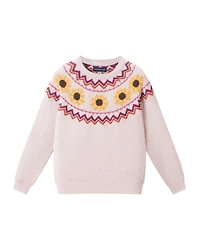 Andy & Evan Toddler/Child Girls Oatmeal Sunflower Fair Isle Sweater w/Flare Legging Set