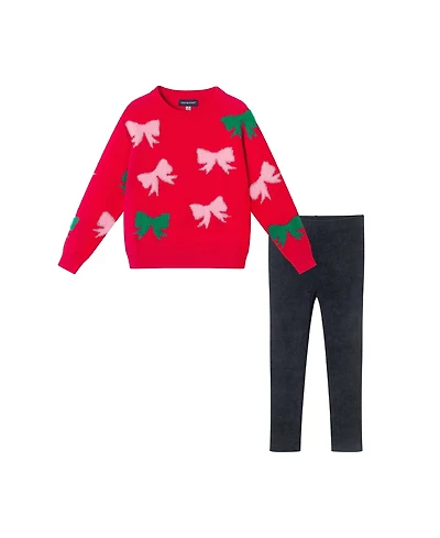 Andy & Evan Toddler/Child Girls Bow Icon Sweater and Flare Legging Set