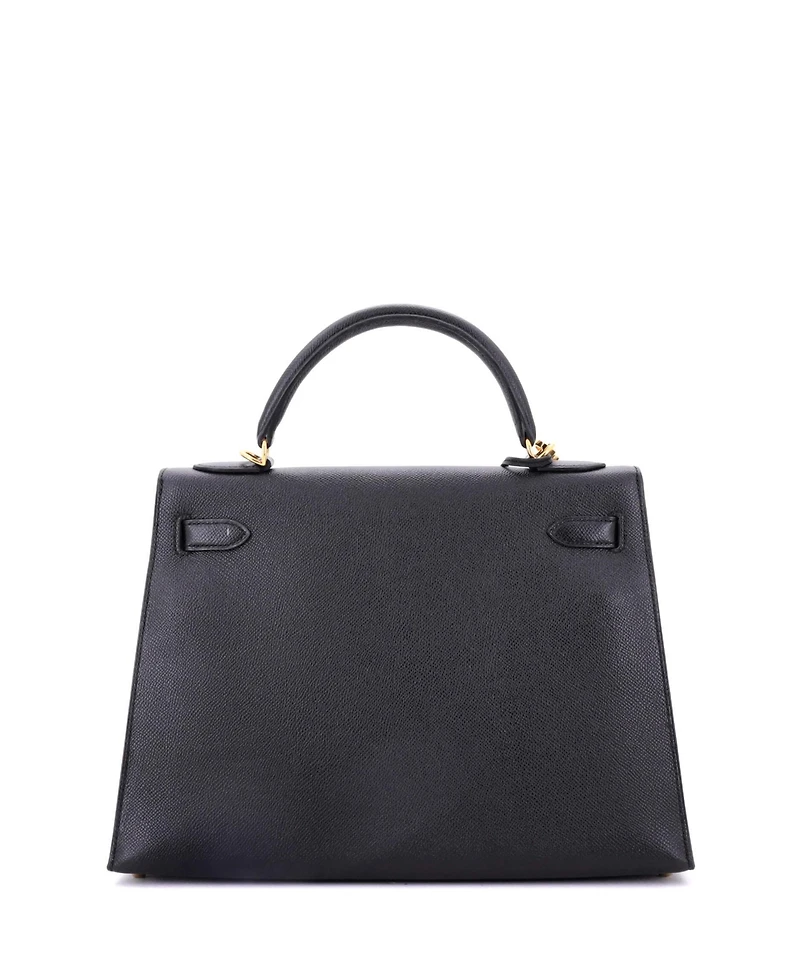 Pre-Owned Hermes Kelly 32 Handbag Black Epsom with Gold Hardware