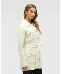 Nvlt Women's Mixed Media Military Belted Mink Coatigan