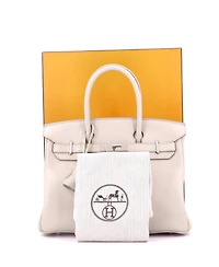 Pre-Owned Hermes Birkin 30 Handbag Light Clemence with Palladium Hardware