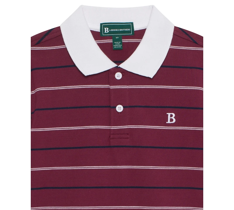 B By Brooks Brothers Big Boys Striped Short Sleeve Polo Shirt
