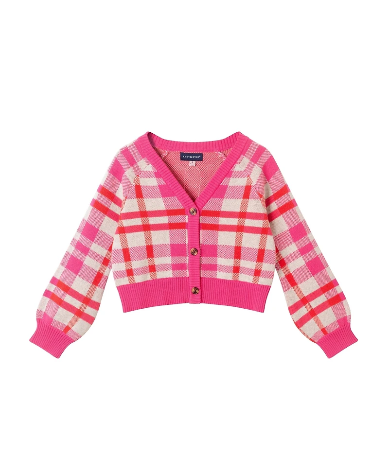 Andy & Evan Toddler/Child Girls Plaid Cardigan