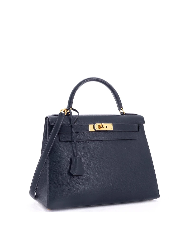 Pre-Owned Hermes Kelly Handbag Courchevel with Gold Hardware