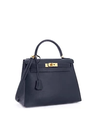 Pre-Owned Hermes Kelly Handbag Courchevel with Gold Hardware