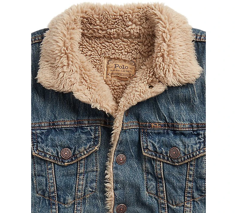 Polo Ralph Lauren Big Boys Teddy Fleece–Lined Denim Trucker Jacket