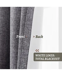 100% Blackout Linen Texture Curtains with Grommet Top, 2 Panels