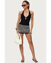 Edikted Womens Ada Iridescent Button Knit Mini Skirt