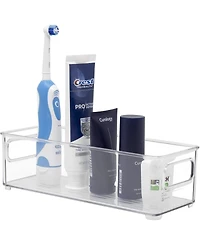 Sorbus 2 Pack Narrow Stackable Clear Storage Bins with Handles- for Kitchen Pantry, Freezer & Fridge Organization