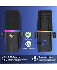 Xlr/Usb Dynamic Microphone for Gaming Podcast,Mic for iPhone Phone Pc Computer Gaming Streaming Microphone with Rgb Light,Mute Button,Mic Gain,Headpho